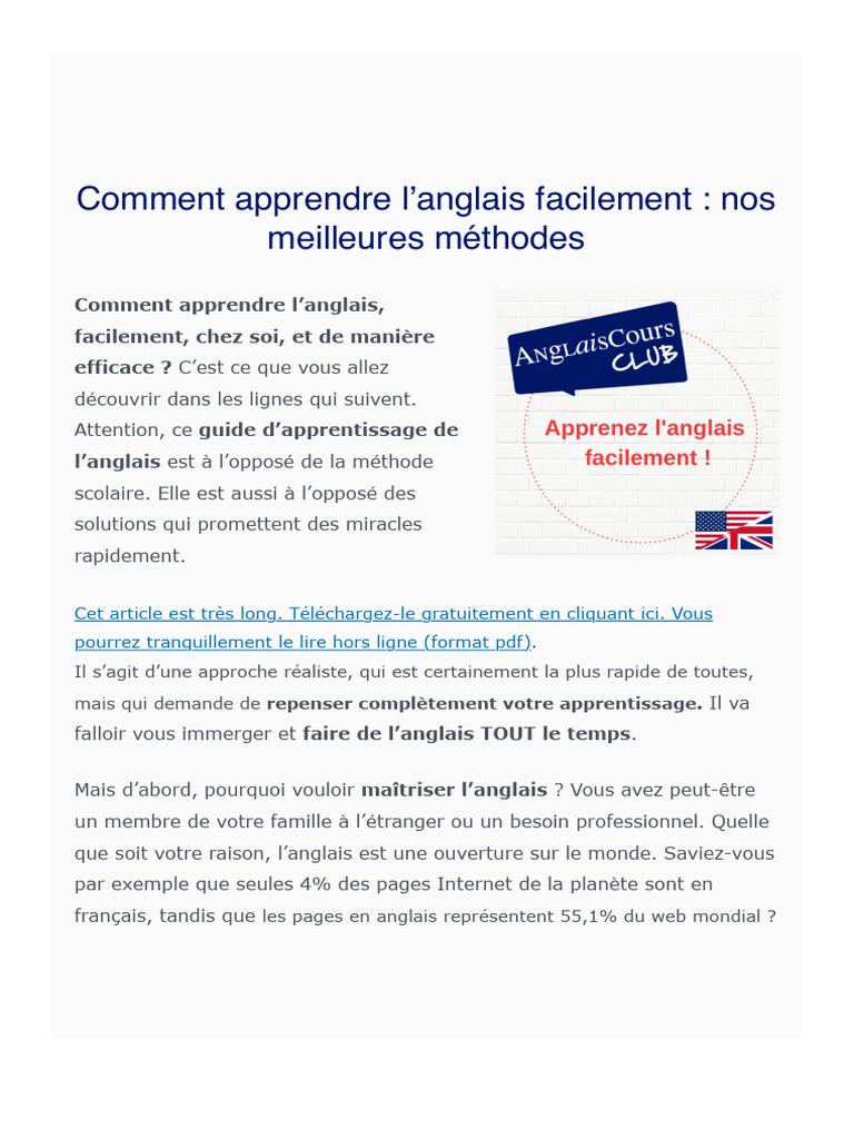 apprendre anglais rapidement