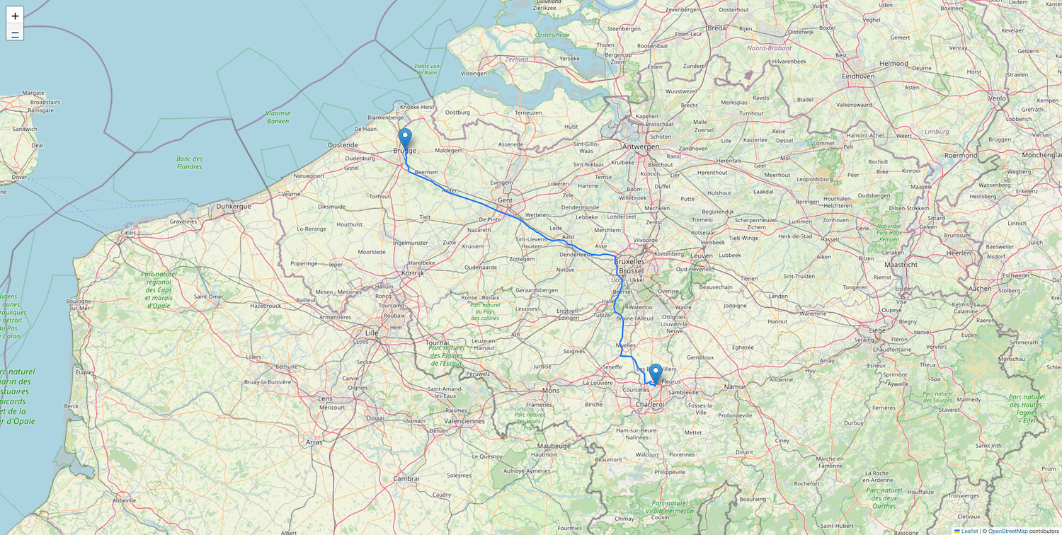 bruxelles charleroi distance