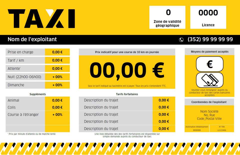 prix taxi charleroi